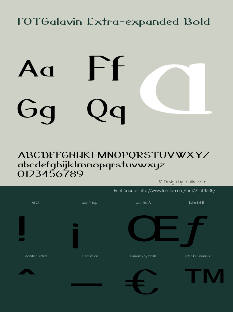 FOTGalavin-ExtraexpandedBold Version 1.000 Font Sample