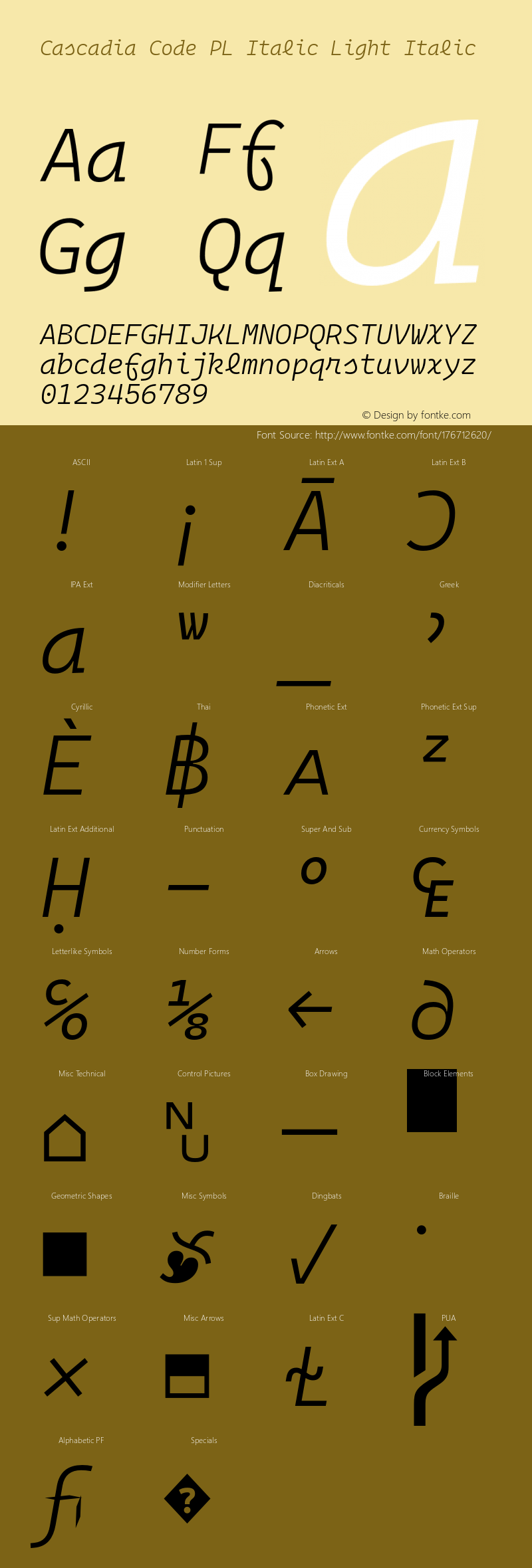 Cascadia Code PL Italic Light Italic Version 2105.024图片样张