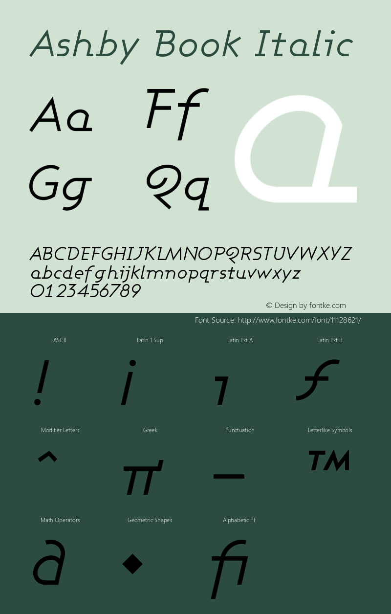 Ashby Book Italic Version 001.000 Font Sample