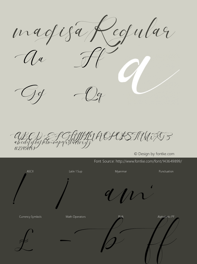 magisa-Regular Version 1.00;March 19, 2021;FontCreator 12.0.0.2546 64-bit Font Sample