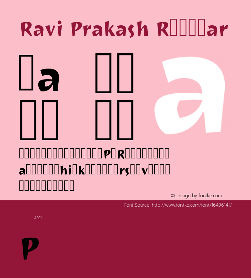 Ravi Prakash Regular Version 1.0.4; ttfautohint (v1.2.42-39fb) Font Sample