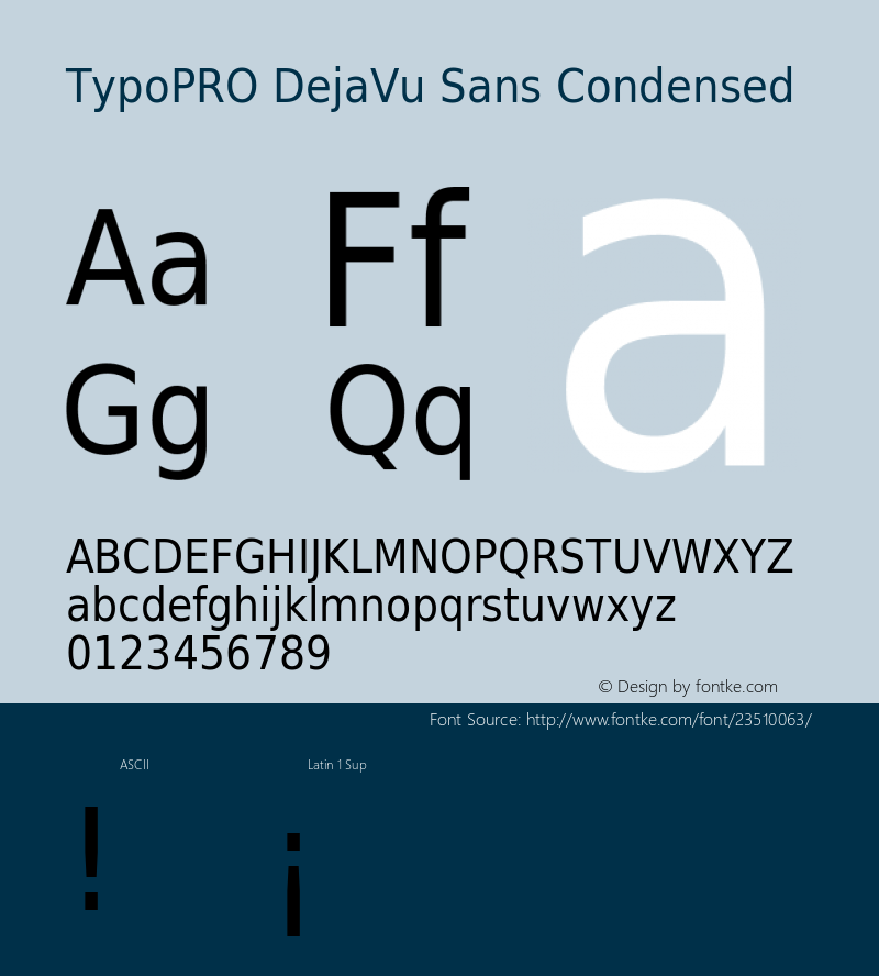 TypoPRO DejaVu Sans Condensed Version 2.37 Font Sample