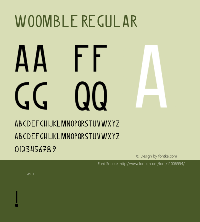 Woomble Regular Version 001 November 2006 Font Sample
