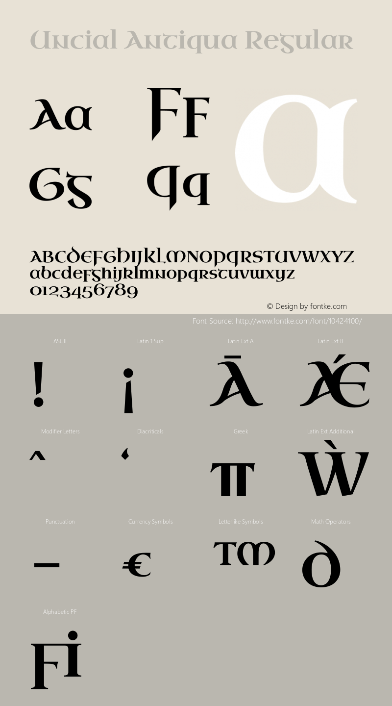 Uncial Antiqua Regular Version 1.000 Font Sample