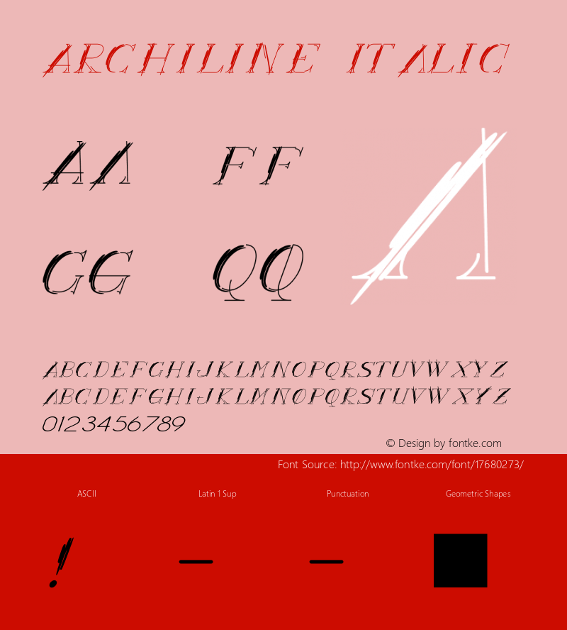 ARCHILINE Italic 1.000 Font Sample