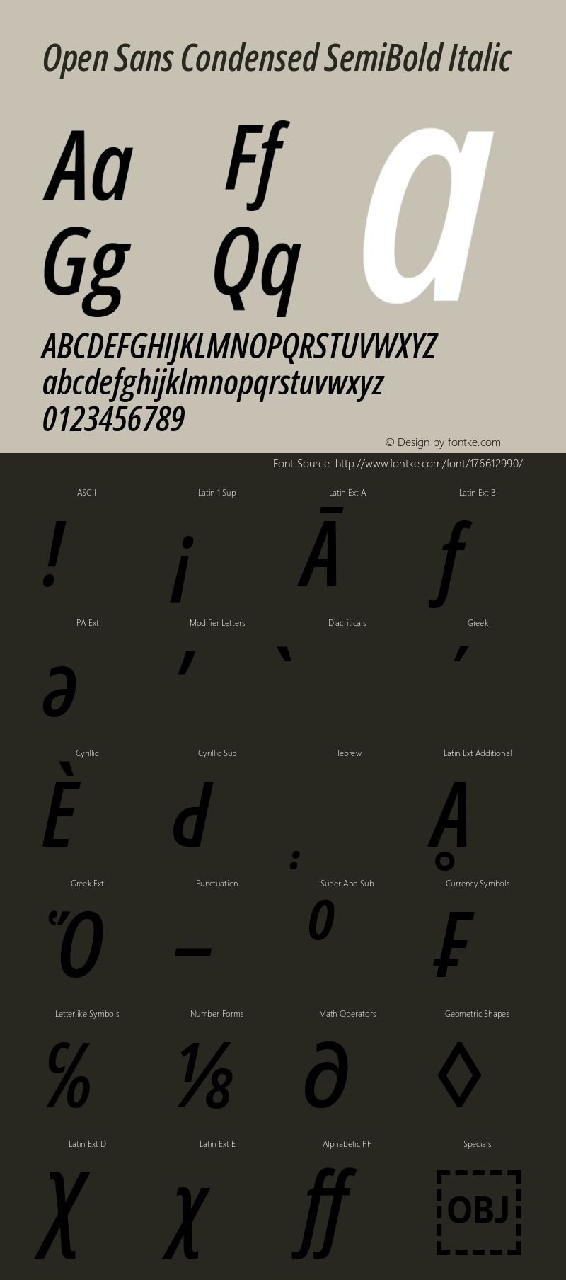 Open Sans Condensed SemiBold Italic Version 3.000; ttfautohint (v1.8.3)图片样张