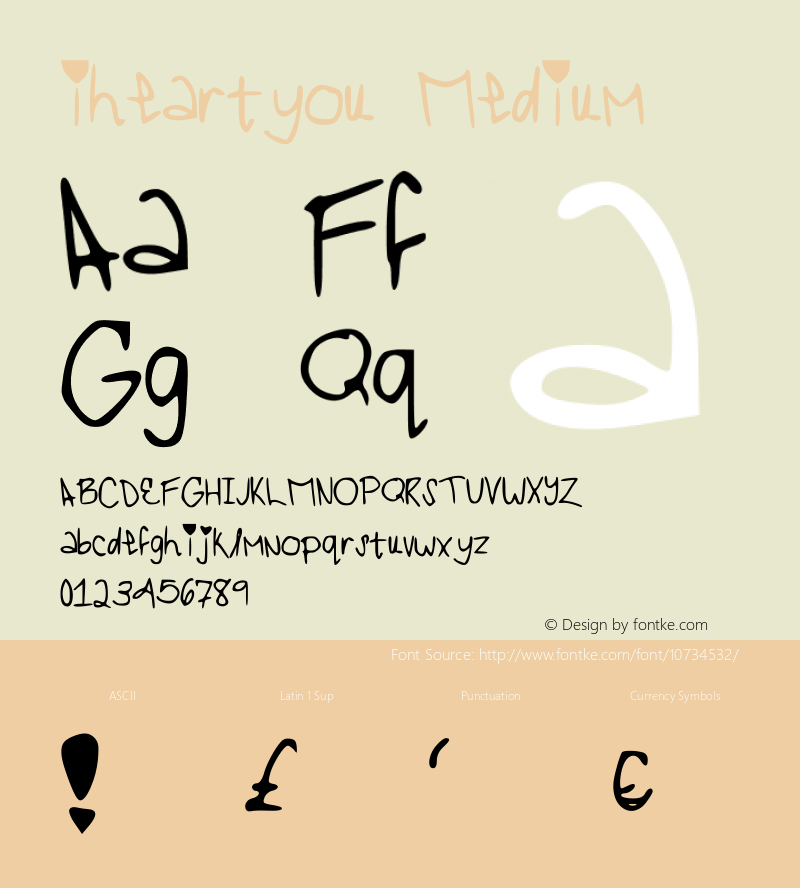 iheartyou Medium Version 001.000 Font Sample