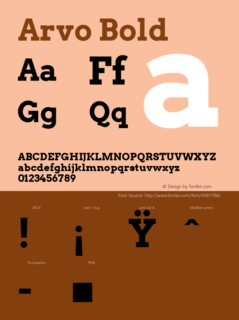 Arvo Bold Version 1.005 2010 beta release Font Sample