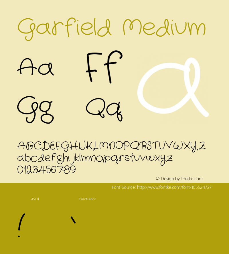 Garfield Medium Version 1.0 Font Sample