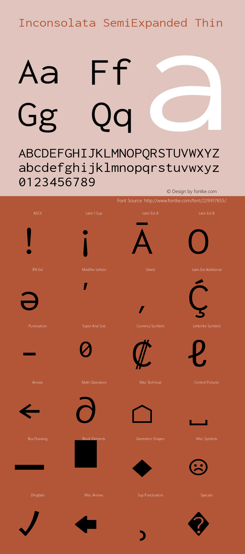 Inconsolata SemiExpanded Thin Version 3.100; ttfautohint (v1.8.4.7-5d5b)图片样张