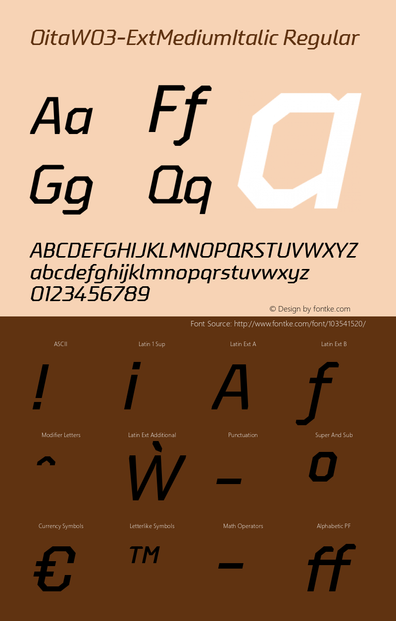 Oita W03 Ext Medium Italic Version 1.00 Font Sample