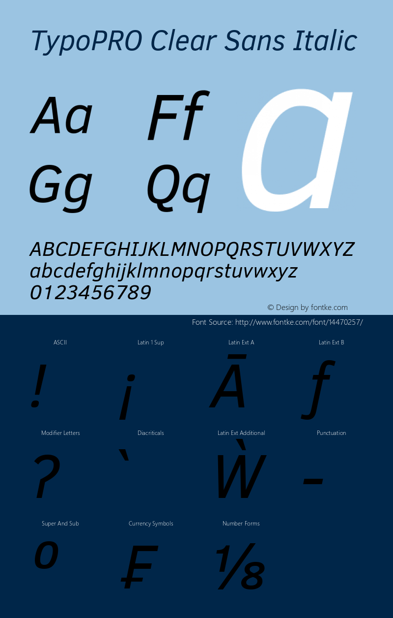 TypoPRO Clear Sans Italic Version 1.00 Font Sample