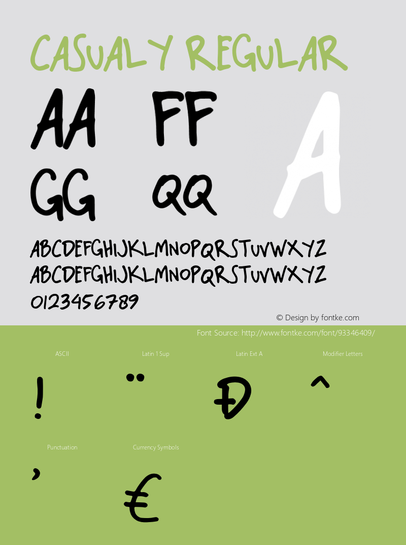 casualy Version 1.000 Font Sample