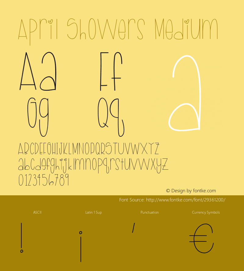 April Showers Medium Version 1.00;April 30, 2019;FontCreator 11.5.0.2430 64-bit Font Sample