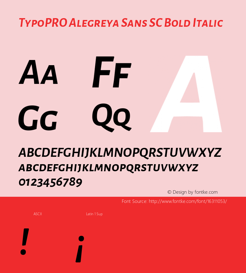 TypoPRO Alegreya Sans SC Bold Italic Version 1.000;PS 001.000;hotconv 1.0.70;makeotf.lib2.5.58329 DEVELOPMENT Font Sample