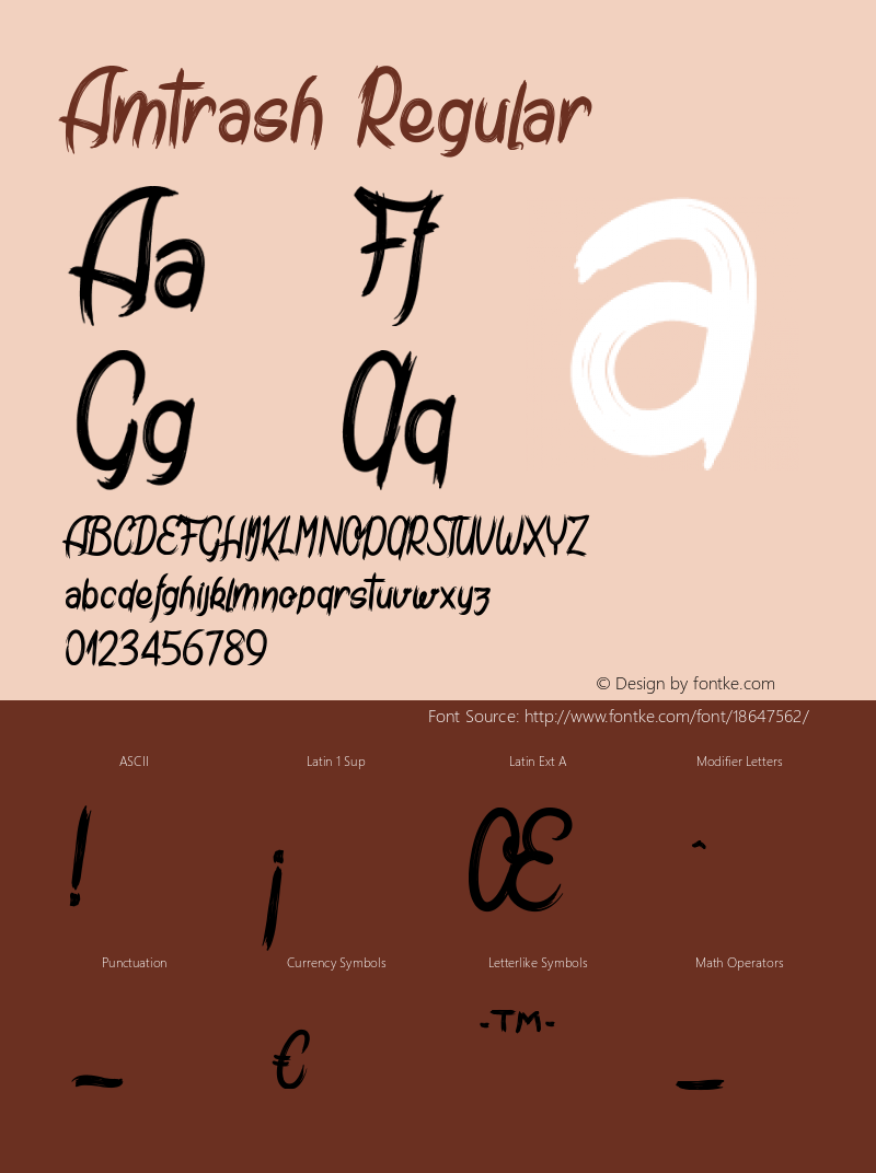 Amtrash Regular Version 001.000 Font Sample