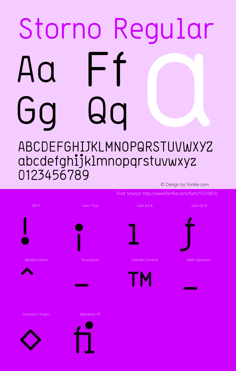 Storno Regular Version 001.000 Font Sample