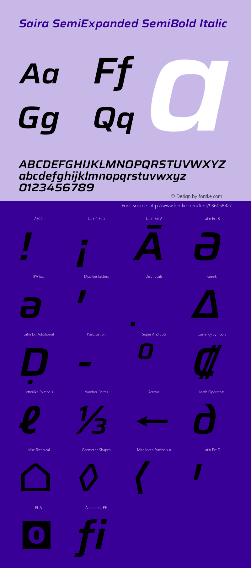 Saira SemiExpanded SemiBold Italic Version 1.100 Font Sample