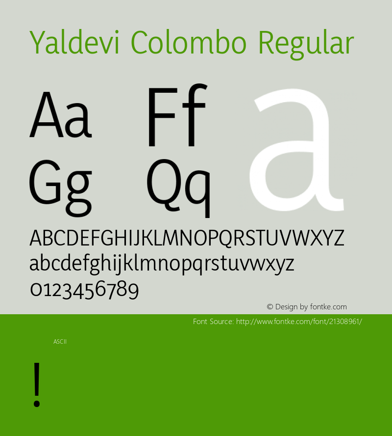 Yaldevi Colombo Regular  Font Sample