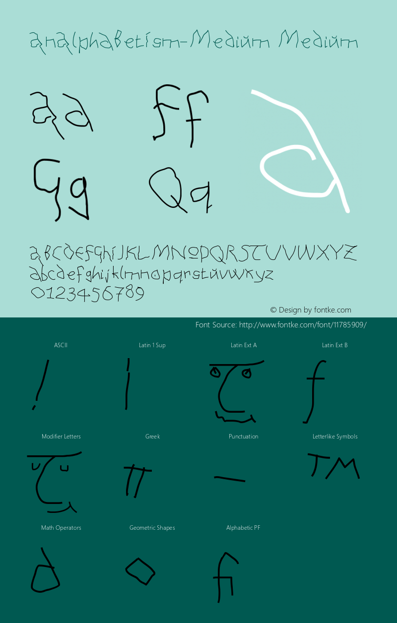 AnAlphaBetIsm-Medium Medium Version 1.0 2003-04-25 Font Sample