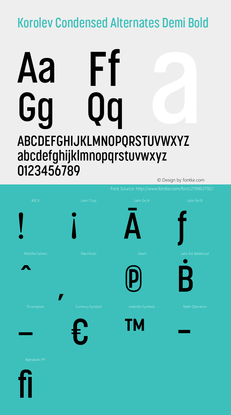 Korolev Condensed Alternates Demi Bold Version 2.000;hotconv 1.0.109;makeotfexe 2.5.65596图片样张