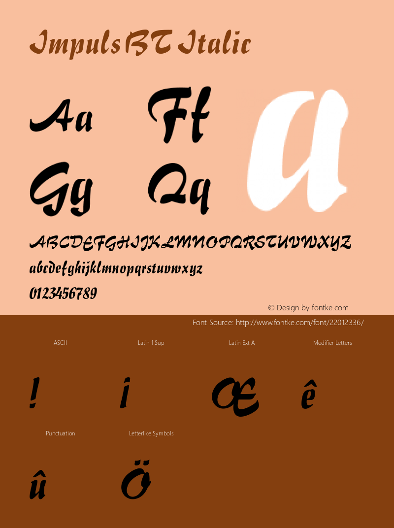 Impuls BT Italic V1.00 Font Sample