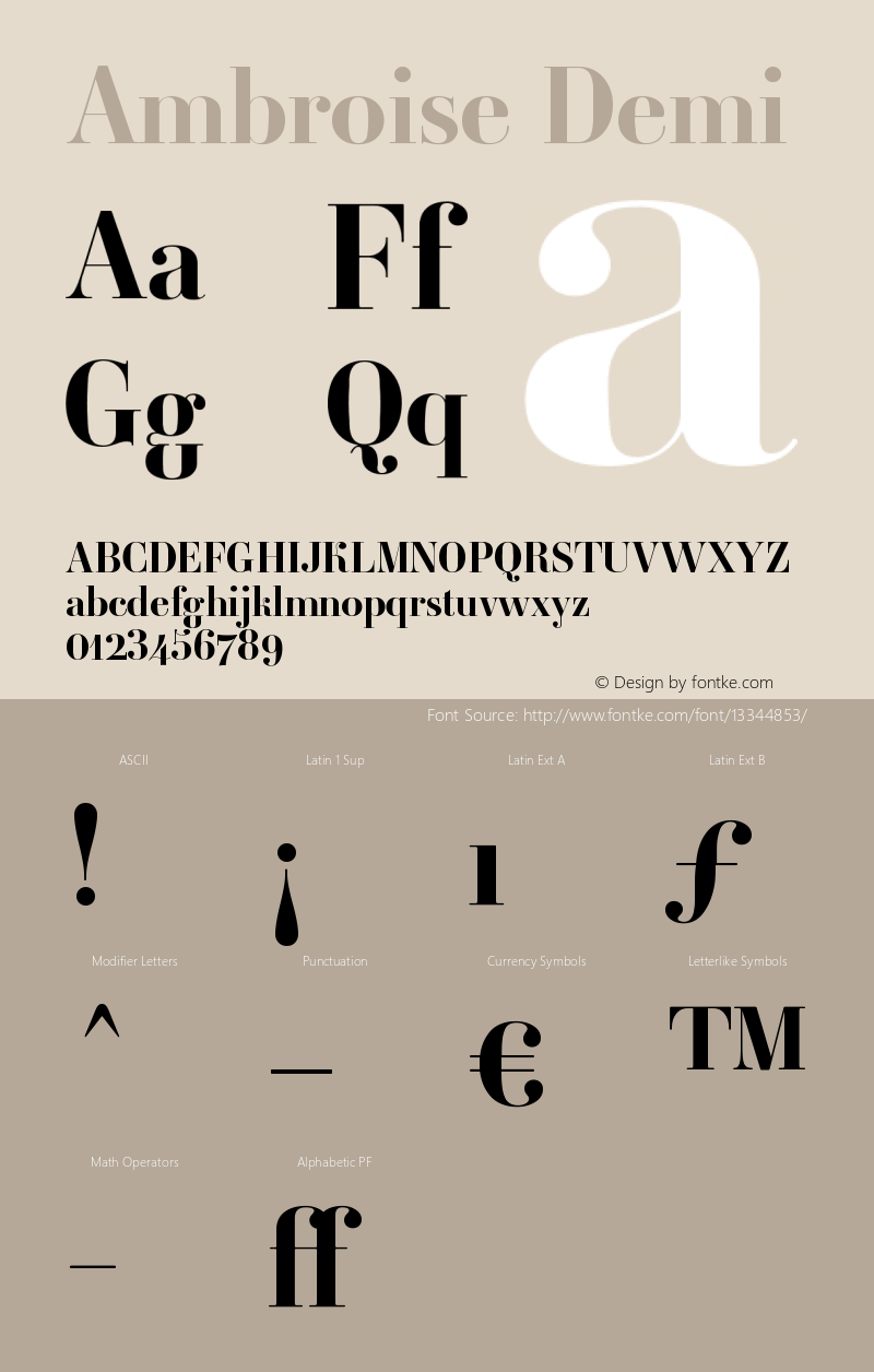 Ambroise Demi Version 001.000 Font Sample