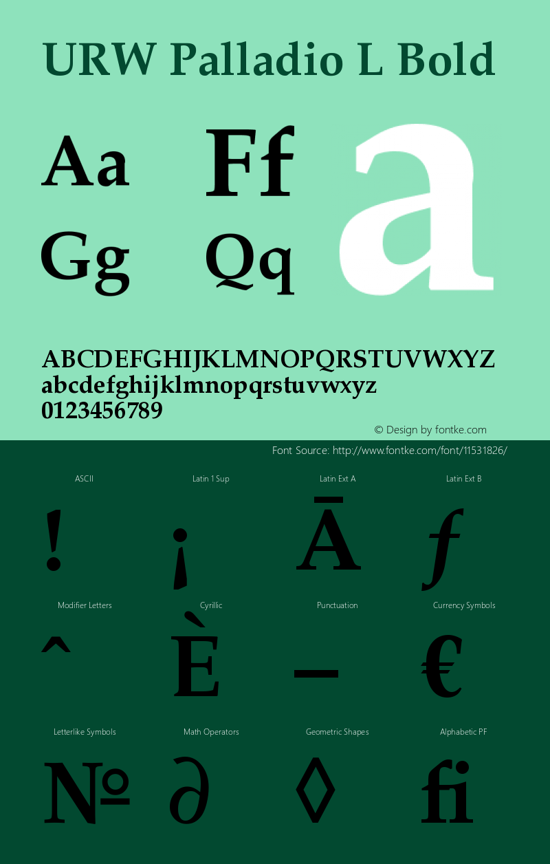 URW Palladio L Bold Version 1.06 Font Sample