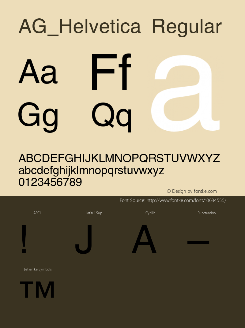 AG_Helvetica Regular 001.000 Font Sample