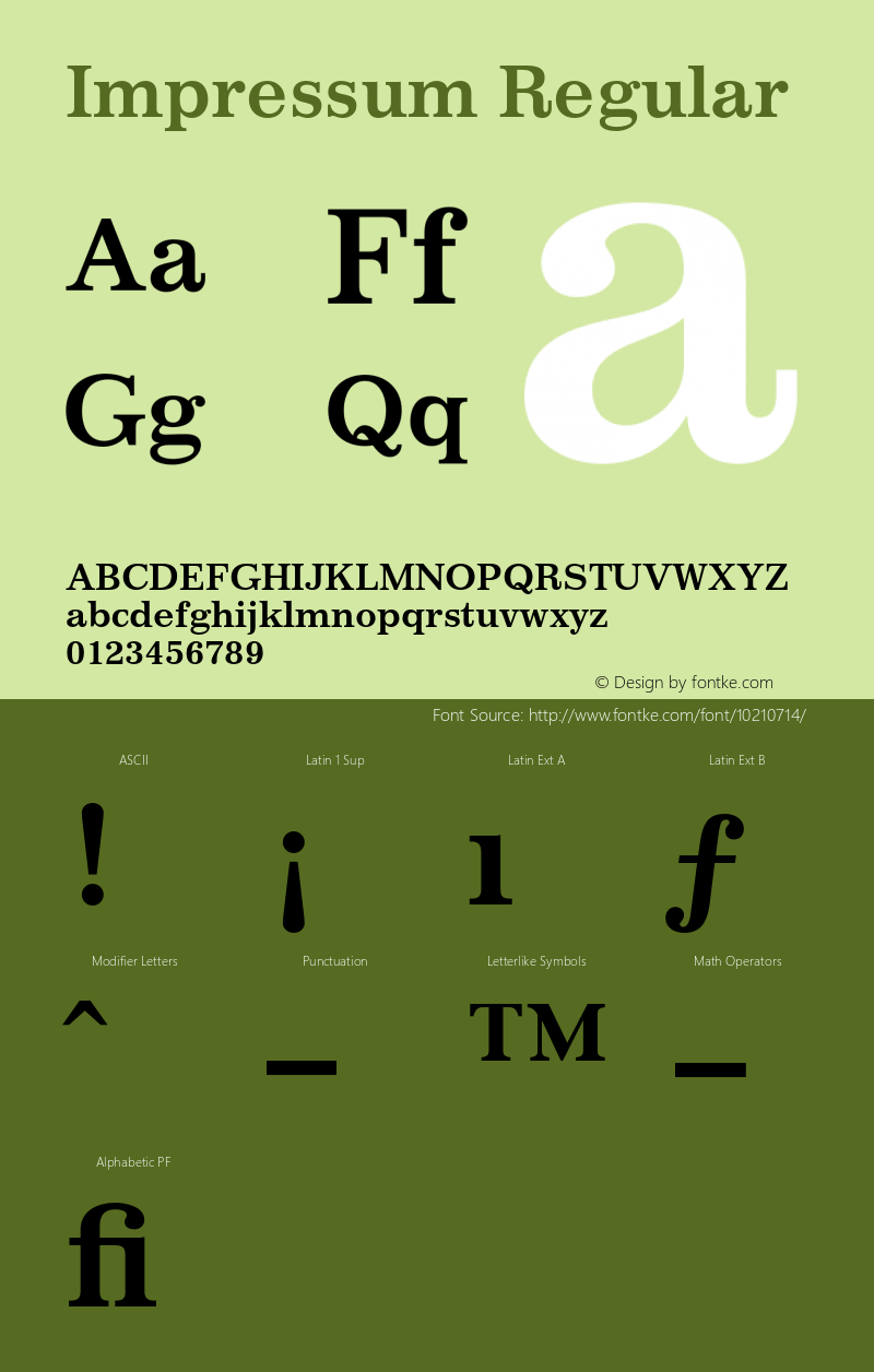 Impressum Regular 001.000 Font Sample