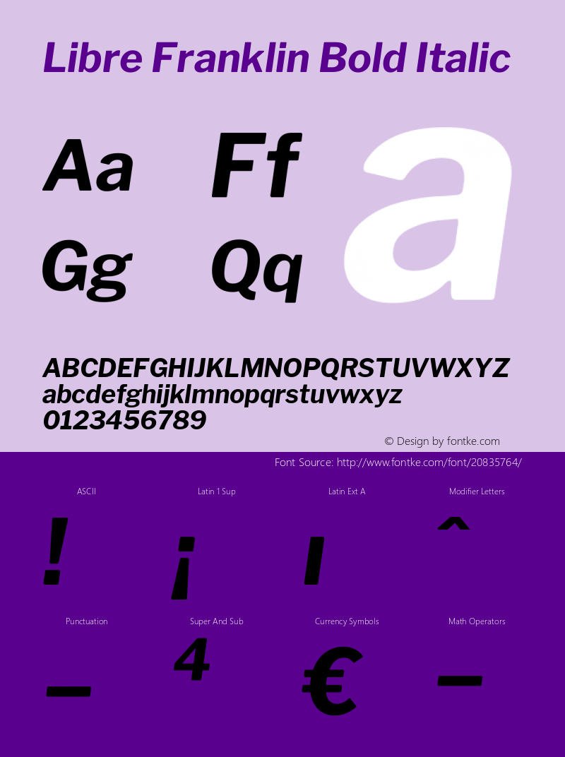 Libre Franklin Bold Italic Version 1.002; ttfautohint (v1.5) Font Sample