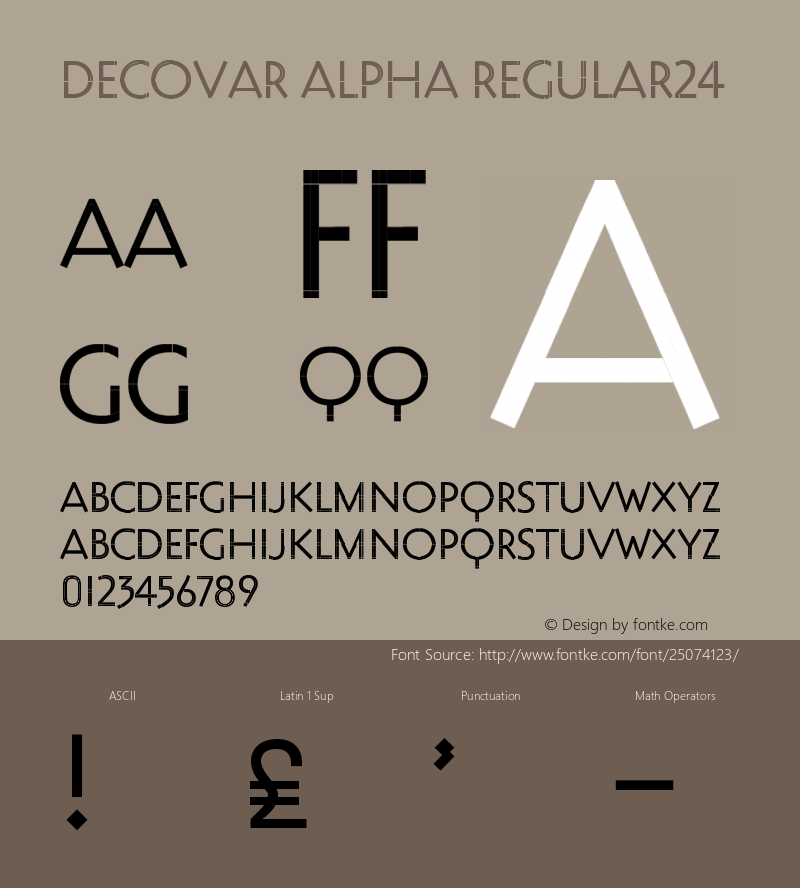 Decovar Alpha Regular24 Version 0.000 Font Sample