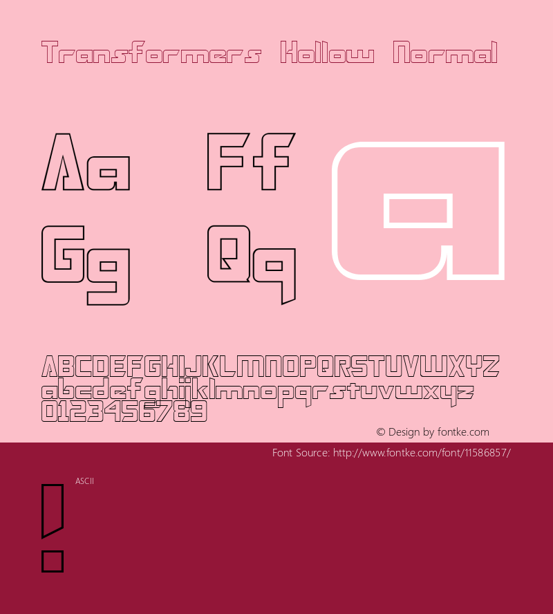 Transformers Hollow Normal Version 1.0 Font Sample