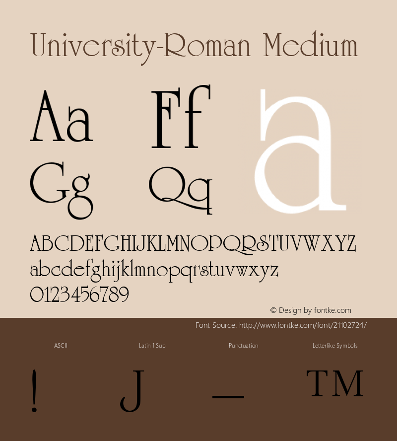 University Roman Medium 001.000 Font Sample