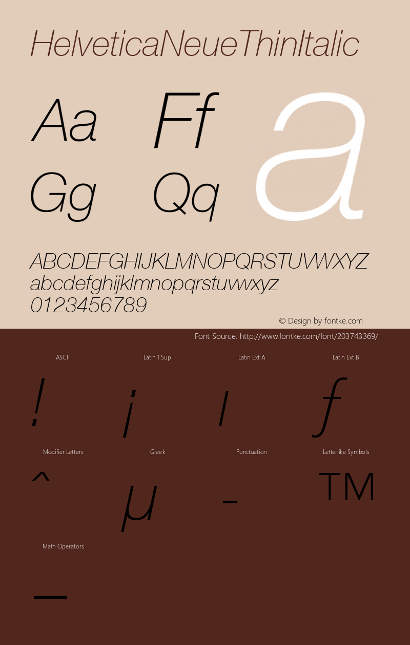 HelveticaNeueThinItalic Macromedia Fontographer 4.1.2 2004.12.23图片样张