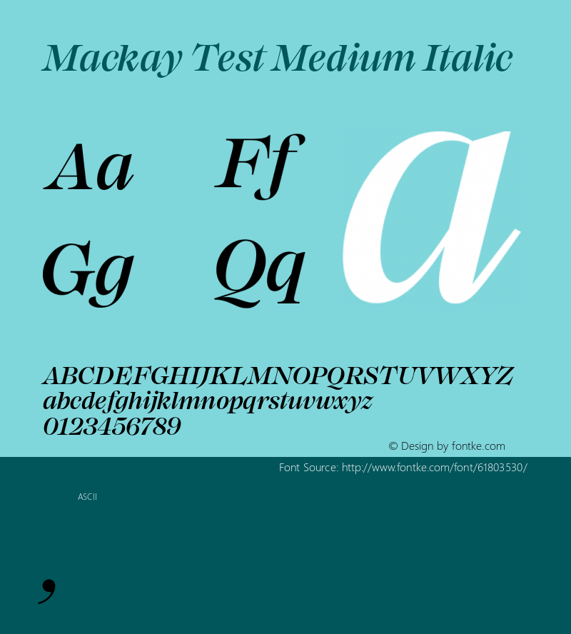 Mackay Test Medium Italic Version 1.001;PS 001.001;hotconv 1.0.88;makeotf.lib2.5.64775 Font Sample