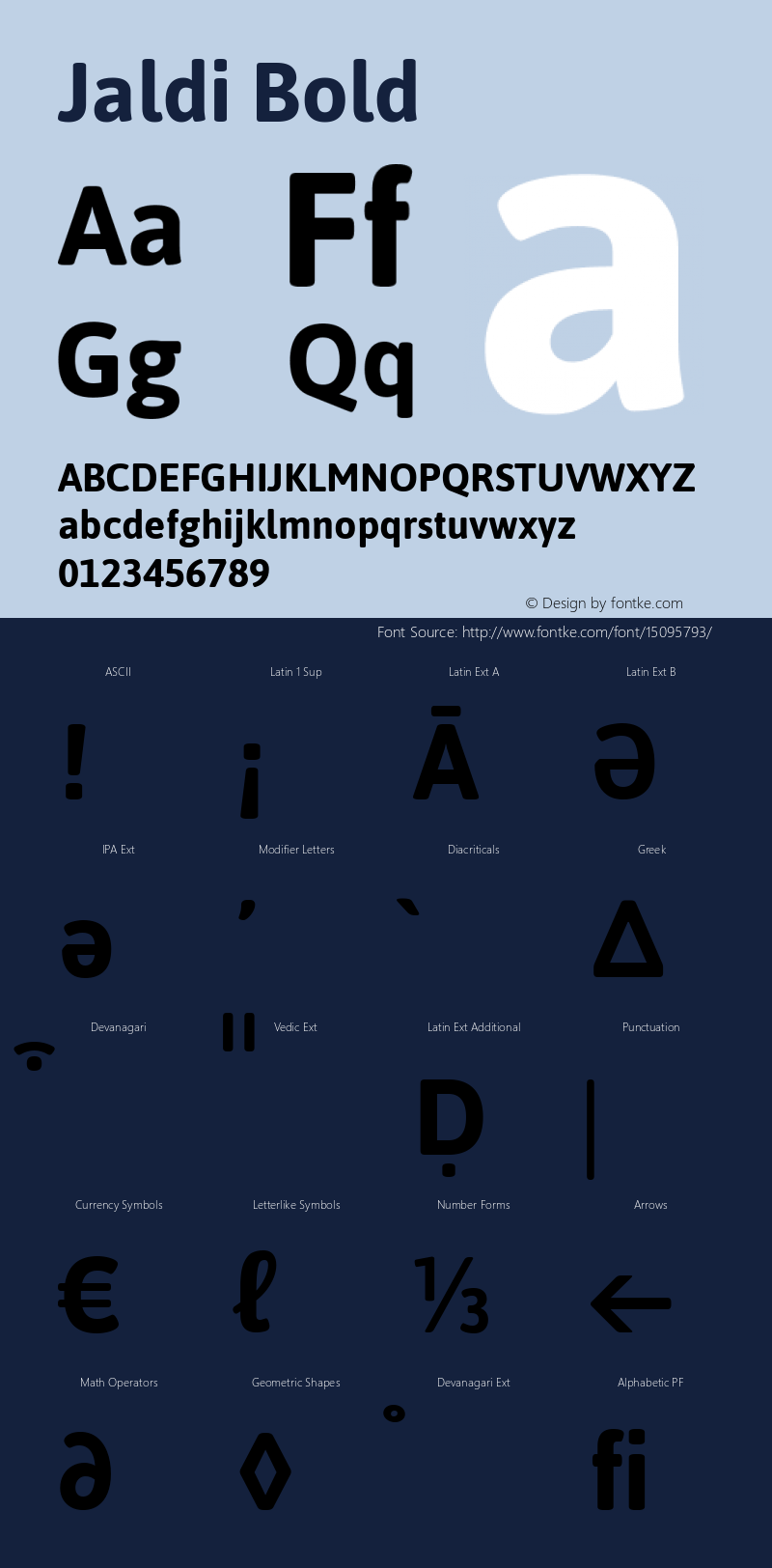 Jaldi Bold Version 1.003 Font Sample