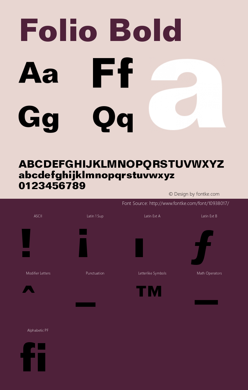 Folio Bold Version 003.001 Font Sample