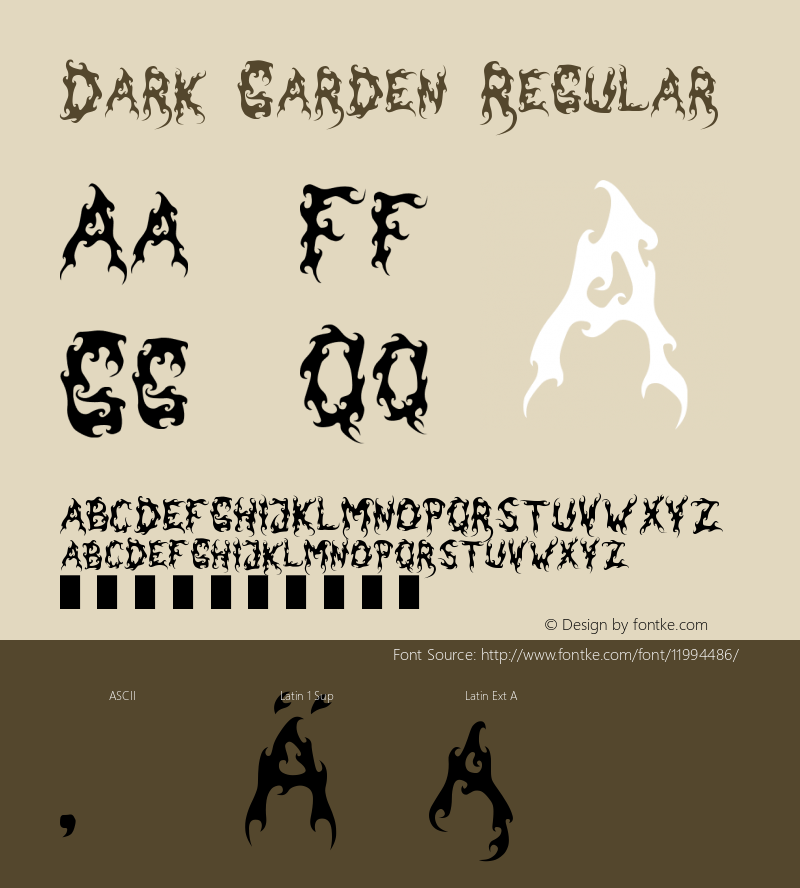 Dark Garden Regular Version 1.1 Font Sample