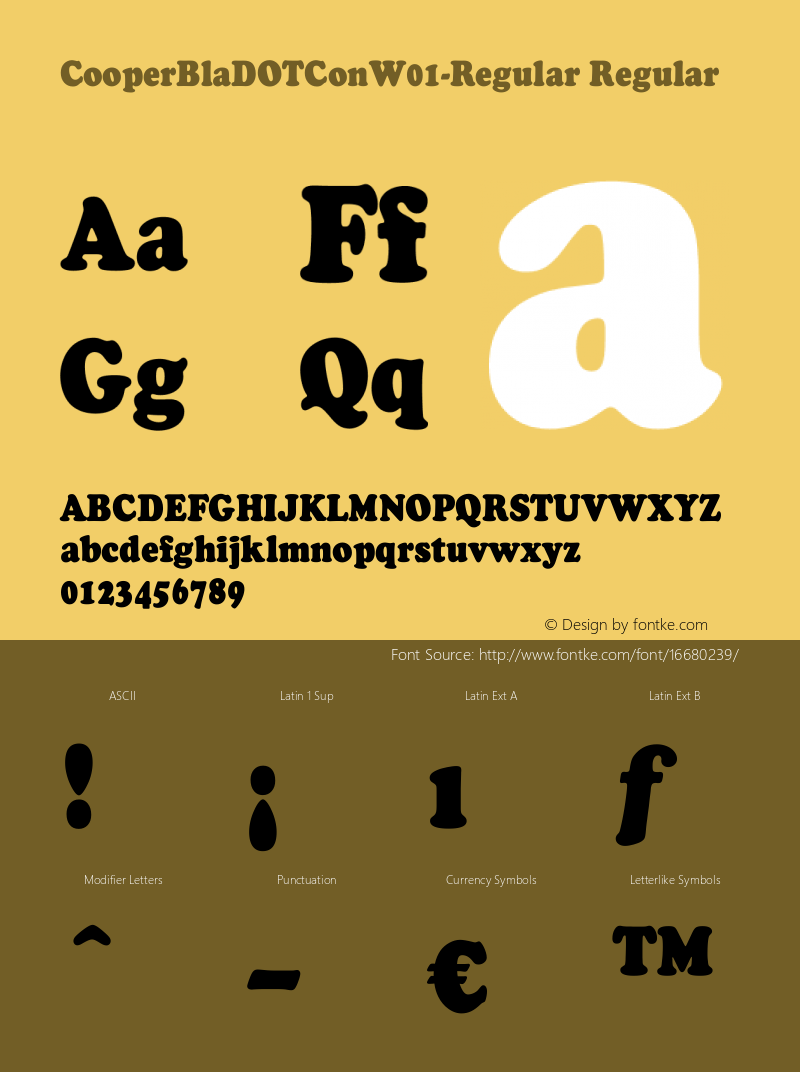 CooperBlaDOTConW01-Regular Regular Version 1.00 Font Sample