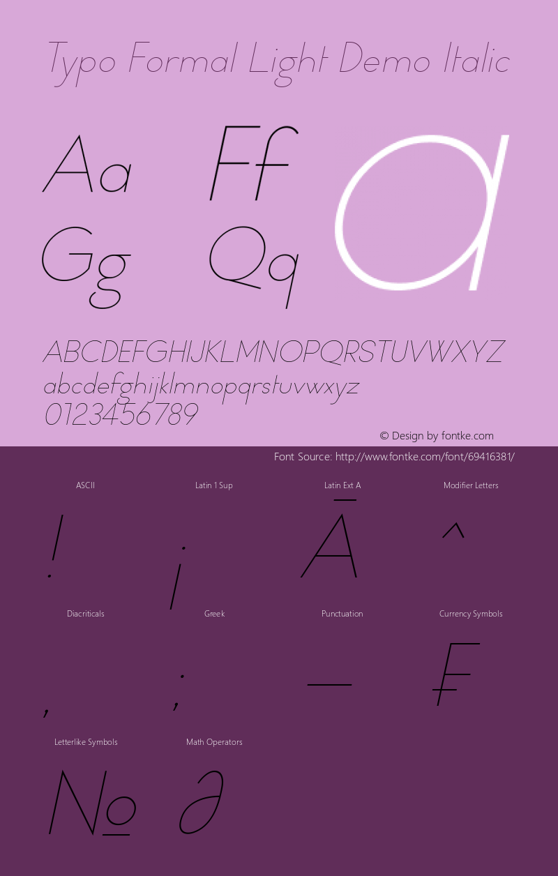 Typo Formal Light Demo Italic Version 1.00 June 11, 2020, initial release Font Sample