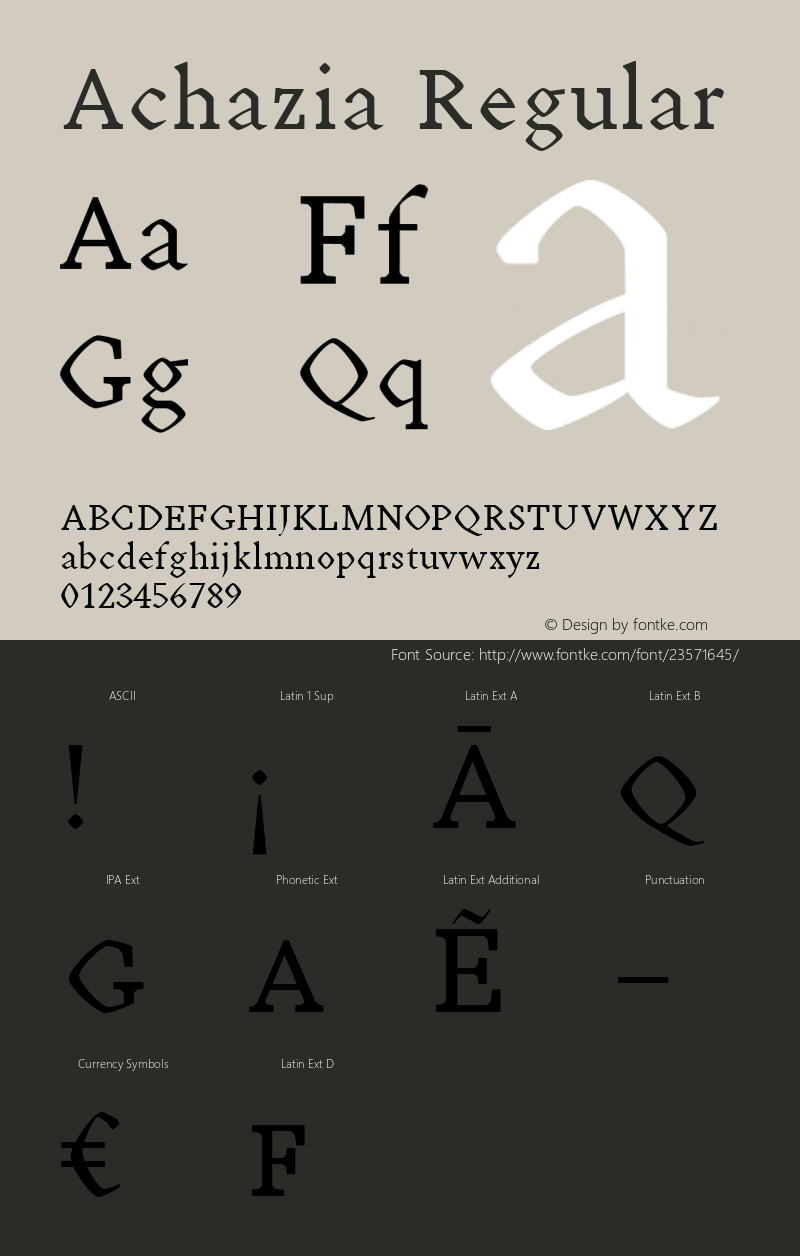 Achazia Regular Version 1.0 Font Sample