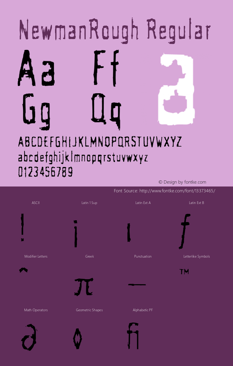 NewmanRough Regular Version 001.000 Font Sample