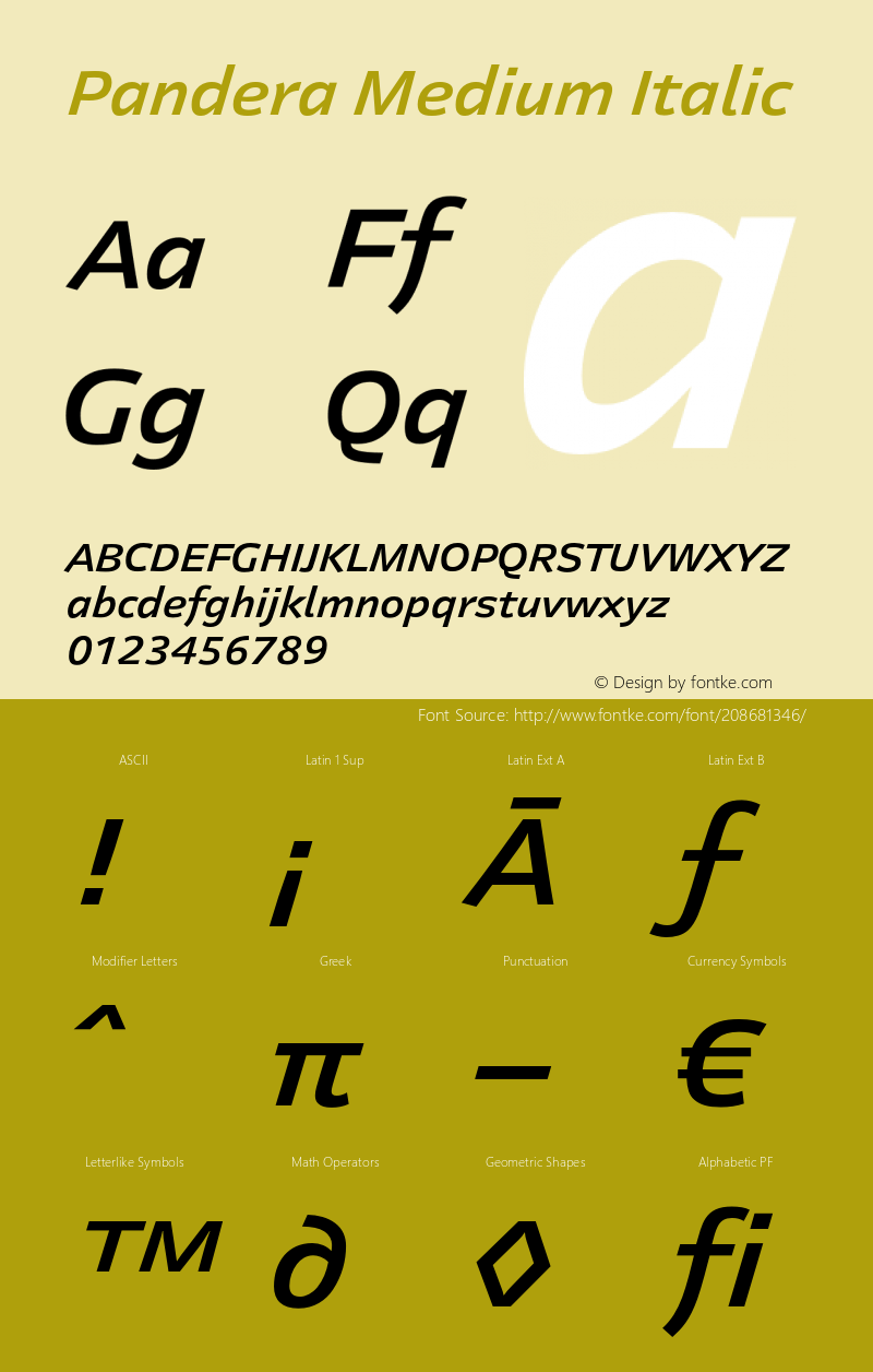 Pandera Medium Italic Version 1.001图片样张