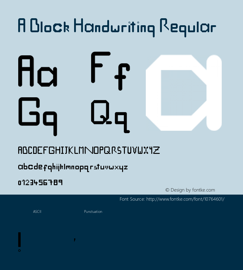 A Block Handwriting Regular Version 1.0 Font Sample