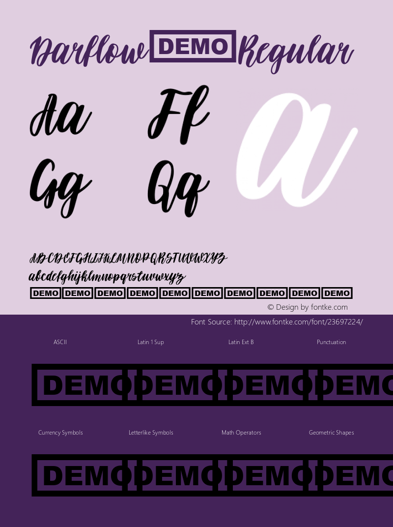 Darflow Version 1.000 Font Sample