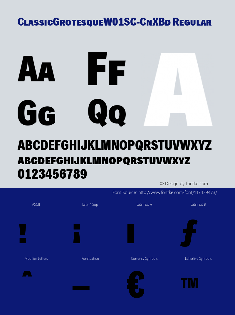 Classic Grotesque W01SC Cn XBd Version 1.00 Font Sample