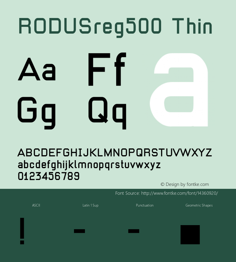 RODUSreg500 Thin Version 1.0 Font Sample