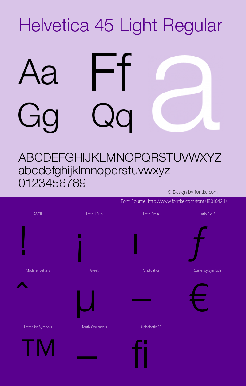 Helvetica 45 Light Regular OTF 1.0;PS 001.002;Core 1.0.22 Font Sample