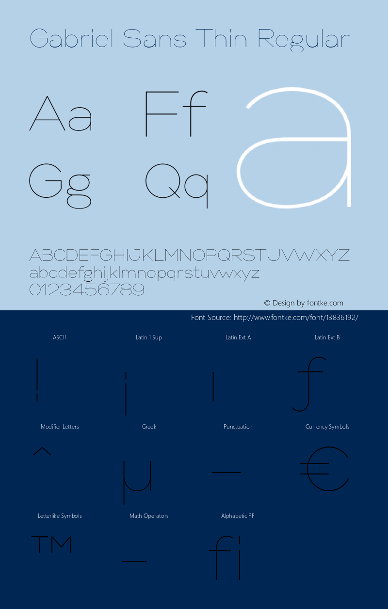 Gabriel Sans Thin Regular Version 1.000 Font Sample